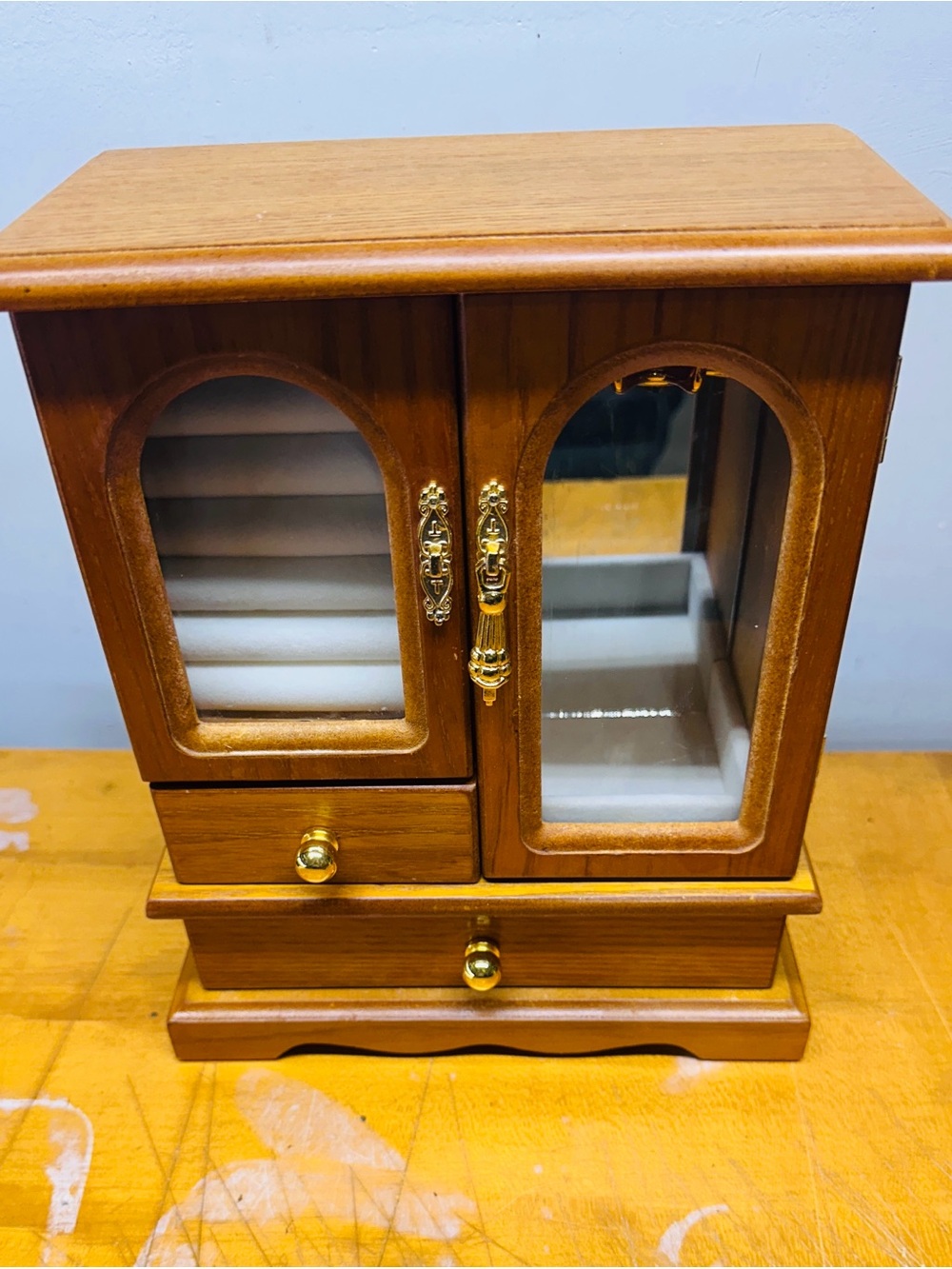 Wooden Jewelry Box Vintage Jewelry Case Multifunction Jewelry Display Box